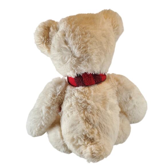 JOANN J Bear Plush Cream Teddy 16" Red Plaid Scarf Bow Stuffed Animal Toy - Picture 8 of 9
